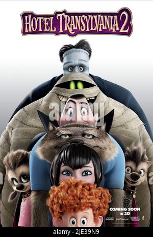 FRANK,MUMMY,DRACULA,WAYNE,MAVIS,POSTER, HOTEL TRANSYLVANIA 2, 2015 Stock Photo