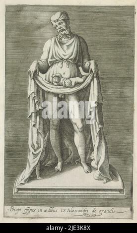 Sculpture of Priapus, Anonymous, 1584 print Caption in Latin. Print is ...
