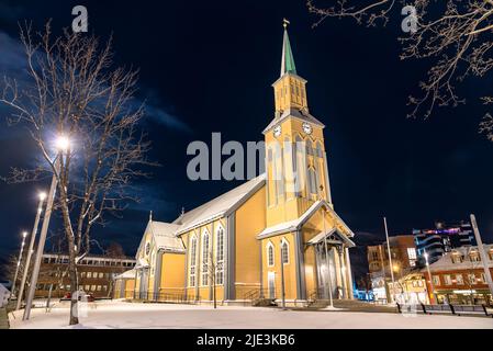 Tromso Cathedral in Norway in winter Stock Photo