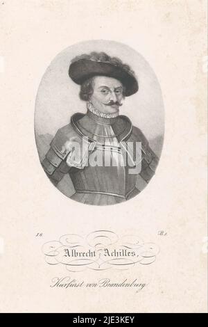 Portrait of Albrecht III Achilles, Elector of Brandenburg, Bottom left: I. 6. Bottom right: B. I., print maker: anonymous, 1800 - 1899, paper, height 226 mm × width 156 mm Stock Photo