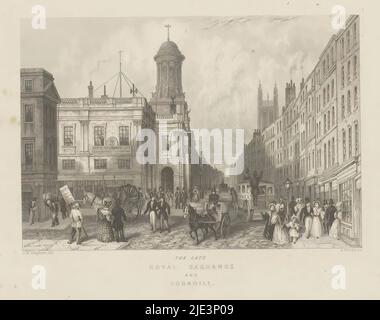 View of the Bank of England, at London, Die Bank von England (title on object), print maker: anonymous, (mentioned on object), 1800 - 1899, paper, steel engraving, height 153 mm × width 225 mm Stock Photo