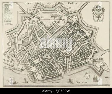 Map of Emden, Anonymous, 1721 - 1774 print paper etching / engraving ...