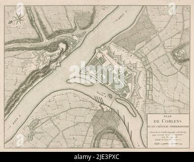 Map of Koblenz and Fort Ehrenbreitstein, Anonymous, 1781 print paper ...