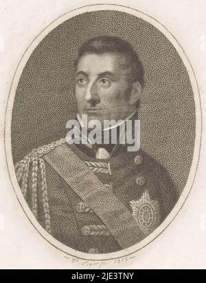 Portrait of Arthur Wellesley, 1st Duke of Wellington, print maker: Johann Friedrich Bolt, (mentioned on object), after: William Haines,, Berlin, 1813, paper, h 121 mm - w 91 mm Stock Photo