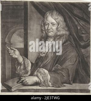 The Leiden professor of medicine and philosophy Theodorus Craanen Craanen became body physician to the German Elector Friedrich Wilhelm of Brandenburg in 1687 He has a book under his hand, Portrait of Theodorus Craanen, print maker: Jacob Toorenvliet, 1651 - 1719, paper, h 287 mm, w 243 mm Stock Photo