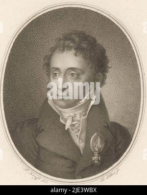Portrait of Joseph von Hormayr, print maker: Franz Xaver Stöber, (mentioned on object), intermediary draughtsman: Peter Krafft, (mentioned on object), Vienna, (possibly), 1810 - 1858, paper, engraving, h 188 mm - w 127 mm Stock Photo