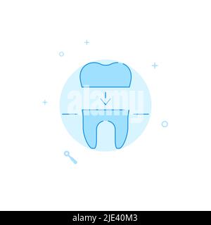 Dental crown vector icon. Flat illustration. Filled line style. Blue monochrome design. Editable stroke. Adjust line weight. Stock Vector