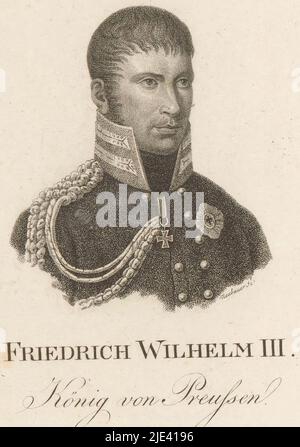 Portrait of Friedrich Wilhelm III, King of Prussia, Friedrich Ludwig Neubauer, 1797 - 1828, print maker: Friedrich Ludwig Neubauer, 1797 - 1828, paper, h 160 mm - w 104 mm Stock Photo