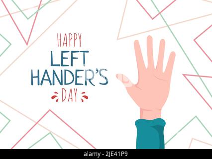 International Left Handers Day Celebration with her Left Hand Raised on the August in Cartoon Style Background Illustration Stock Vector