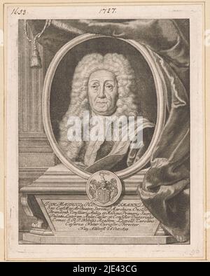 Portrait of Johann Moritz Hoffmann, Georg Lichtensteger, 1710 - 1781, print maker: Georg Lichtensteger, after: Johann Christoph Fillisch, Neurenberg, 1710 - 1781, paper, engraving, h 180 mm - w 140 mm Stock Photo