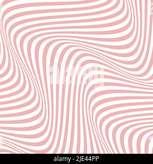 Abstract op art texture with wavy stripes. Creative background with distorted lines. Striped diagonal lines, design with distortion Stock Vector