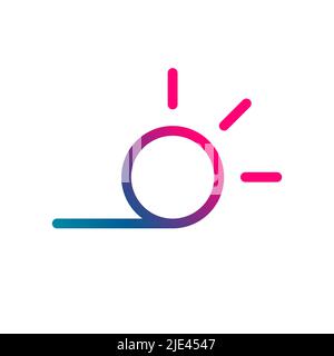 Summer linear simple pictogram of sun and sea. Abstract landscape line icon. Modern minimal logo. Travel vector logotype Stock Vector