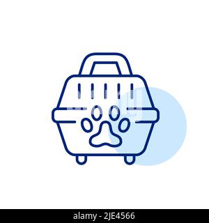 Pet transport box. Dog or cat cage. Pixel perfect, editable stroke line art icon Stock Vector