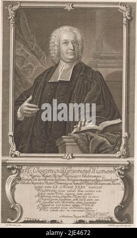 Portrait of Christian Gottfried Walther, Johann Martin Bernigeroth, after Johann Georg Reinitius, 1753, print maker: Johann Martin Bernigeroth, (mentioned on object), after: Johann Georg Reinitius, (mentioned on object), Abraham Traugott Walther, (mentioned on object), print maker: Leipzig, Glogau, 1753, paper, engraving, h 320 mm × w 191 mm Stock Photo