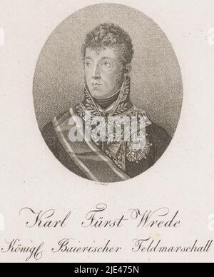 Portrait of Carl Philipp von Wrede, Christian Ermer, 1796 - 1855, print maker: Christian Ermer, (mentioned on object), 1796 - 1855, paper, h 181 mm × w 114 mm Stock Photo