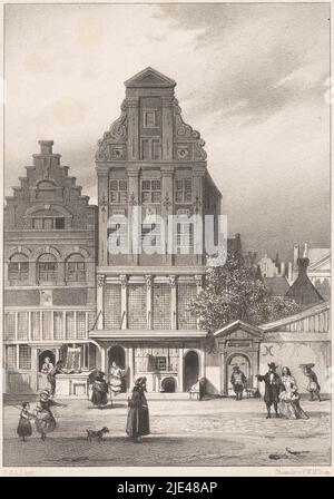 Rembrandt's House in Amsterdam, Carel Christiaan Antony Last, c. 1836 - 1876, Possibly the Rembrandthuis before the renovation in 1827/1828. The building was located at the then Sint-Anthonisbreestraat 60, the current Jodenbreestraat in Amsterdam., print maker: Carel Christiaan Antony Last, (mentioned on object), printer: Pieter Willem Marinus Trap, (mentioned on object), Leiden, c. 1836 - 1876, paper, h 240 mm × w 160 mm Stock Photo