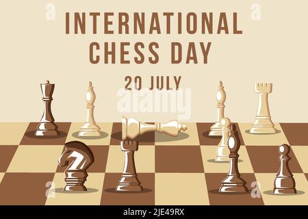 international chess day with checkmate position illustration Stock Vector