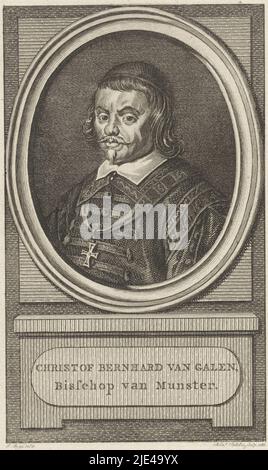 Portrait of Christoph Bernhard von Galen, Bishop of Münster, Reinier Vinkeles (I), after Jacobus Buys, 1788, print maker: Reinier Vinkeles (I), (mentioned on object), intermediary draughtsman: Jacobus Buys, (mentioned on object), Amsterdam, 1788, paper, etching, h 215 mm × w 155 mm Stock Photo