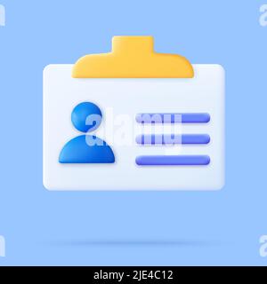 Badge with personal data 3d icon. Stock Vector