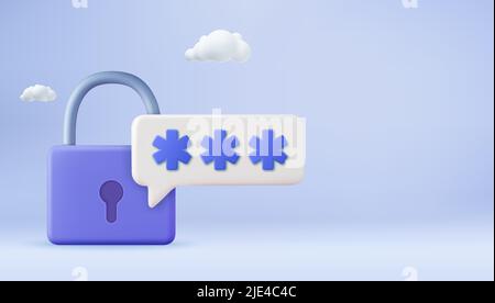 3d lock and password field. Stock Vector