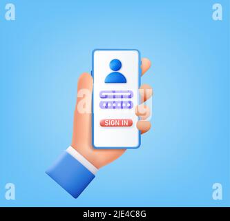 Sign up form smartphone interface vector template. Mobile app blue ...
