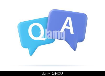 3d Speech bubble with q and a letters, Stock Vector