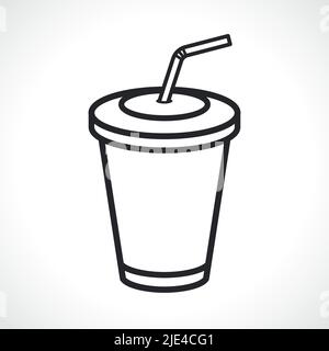 soda or coffee cup takeaway line icon Stock Vector