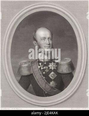 Portrait of Willem II, king of the Netherlands, Benoit Taurel, after Jan Adam Kruseman, 1840 - 1849, print maker: Benoit Taurel, (mentioned on object), after: Jan Adam Kruseman, (mentioned on object), publisher: Frans Buffa en Zonen, (mentioned on object), Amsterdam, 1840 - 1849, paper, etching, steel engraving, h 458 mm × w 320 mm Stock Photo