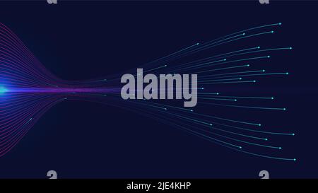 Abstract dynamic wave arrows lines isolated on dark blue background with lighting effect technology digital futuristic concept. Vector illustration Stock Vector