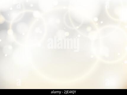 Abstract elegant blurred white background with golden light bokeh. Festive defocused white lights luxury style. Vector illustration Stock Vector