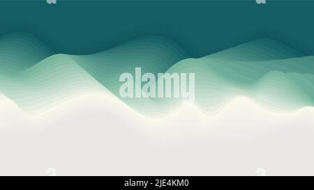 Abstract 3D green waves paper art layer background and texture. Vector illustration Stock Vector