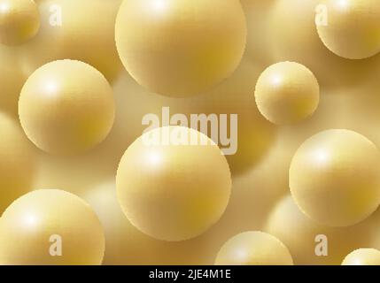 3D realistic golden balls on blurred effect elements background luxury style. You can use for product cosmetic, brochure, banner, poster, placard, fly Stock Vector