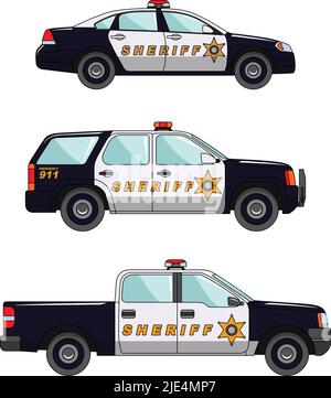Three variants of the police car in a flat style Stock Vector Image ...