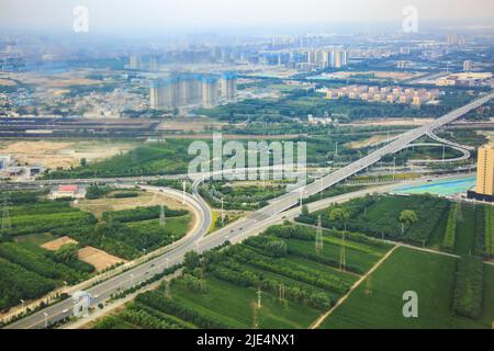 Shanxi taiyuan city a bird's eye view aerial cities Stock Photo