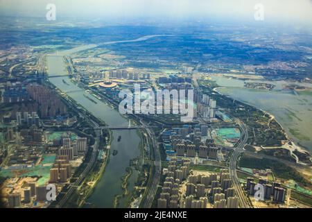 Shanxi taiyuan city a bird's eye view aerial cities Stock Photo