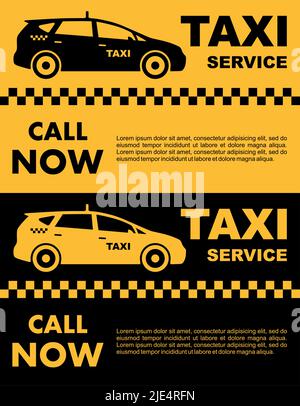 Taxi service design over yellow and black background. Silhouette of taxi car. Vector flat illustration. Stock Vector