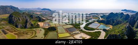 Aerial view of Khao Daeng View Point, the red mountain, in Sam Roi Yot National Park, in Prachuap Khiri Khan, Thailand Stock Photo