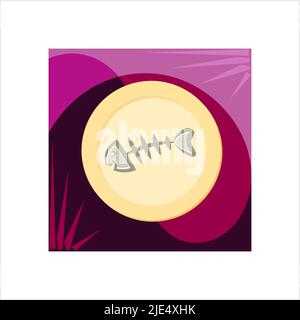 Fish Bone Icon Design Vector Art Illustration Stock Vector
