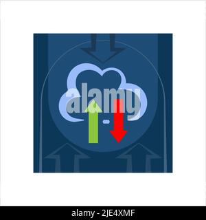 Cloud Upload Icon, Upload To Cloud Icon Vector Art Illustration Stock Vector