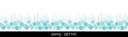 Vector blue green horizontal Border Background pattern. Seamless for fabric borders. Frame border for wedding invitations,cards,packaging, accessories Stock Vector