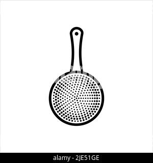 Colander Icon, Kitchen Cullender Utensil Icon Vector Art Illustration Stock Vector