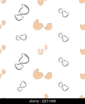 Broken Egg Icon, Broken Egg Seamless Pattern Vector Art Illustration Stock Vector