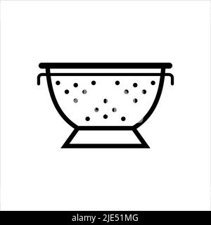 Colander Icon, Kitchen Cullender Utensil Icon Vector Art Illustration Stock Vector