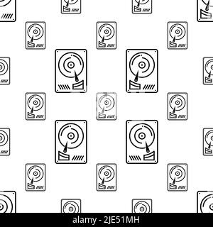Hdd Icon Seamless Pattern, Hard Disk Icon, Computer Data Storage Disk Vector Art Illustration Stock Vector