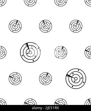 Plane Radar Icon Seamless Pattern, Air Traffic Radar Icon Vector Art Illustration Stock Vector