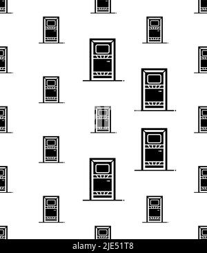 Door Icon Seamless Pattern, Architectural Door Icon Vector Art Illustration Stock Vector