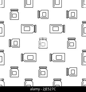 Plastic Container Icon Seamless Pattern, Food Container, Packaging Icon Vector Art Illustration Stock Vector