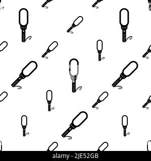 Metal Detector Icon Seamless Pattern, Hand Electronic Metal Detector Vector Art Illustration Stock Vector