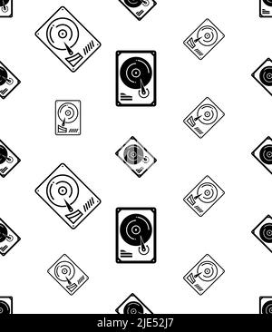Hdd Icon Seamless Pattern, Hard Disk Icon, Computer Data Storage Disk Vector Art Illustration Stock Vector