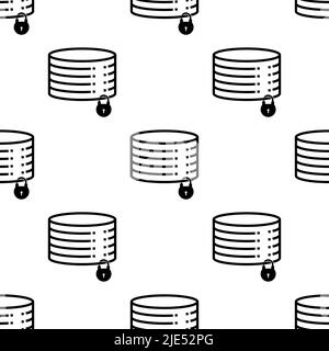 Secure Database Icon Seamless Pattern, Database Security Icon Vector Art Illustration Stock Vector